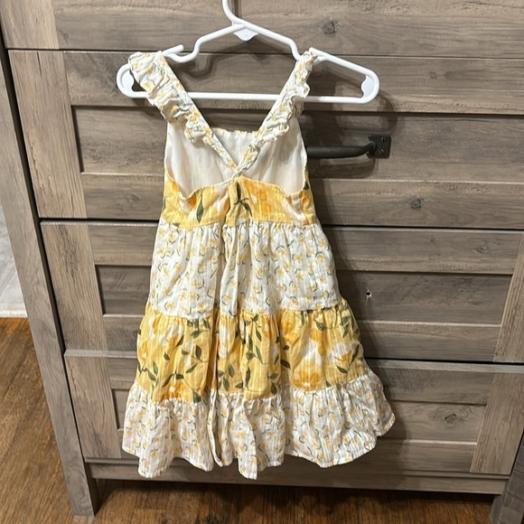 EUC CATHERINE MALANDRINO 4T YELLOW WHITE FLORAL TIERED RUFFLE SUNDRESS - Picture 4 of 12